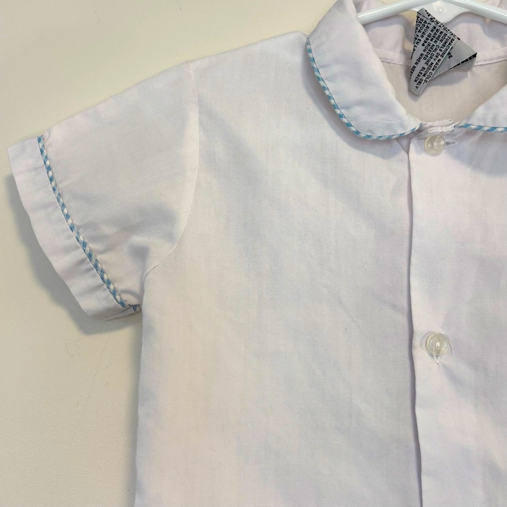 Vintage Cuties By Judy White Button Down Short Sleeve Shirt White Baby 24 Months - Picture 2 of 5